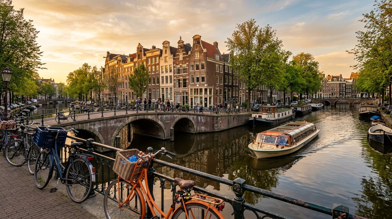 Amsterdam canals and historic buildings